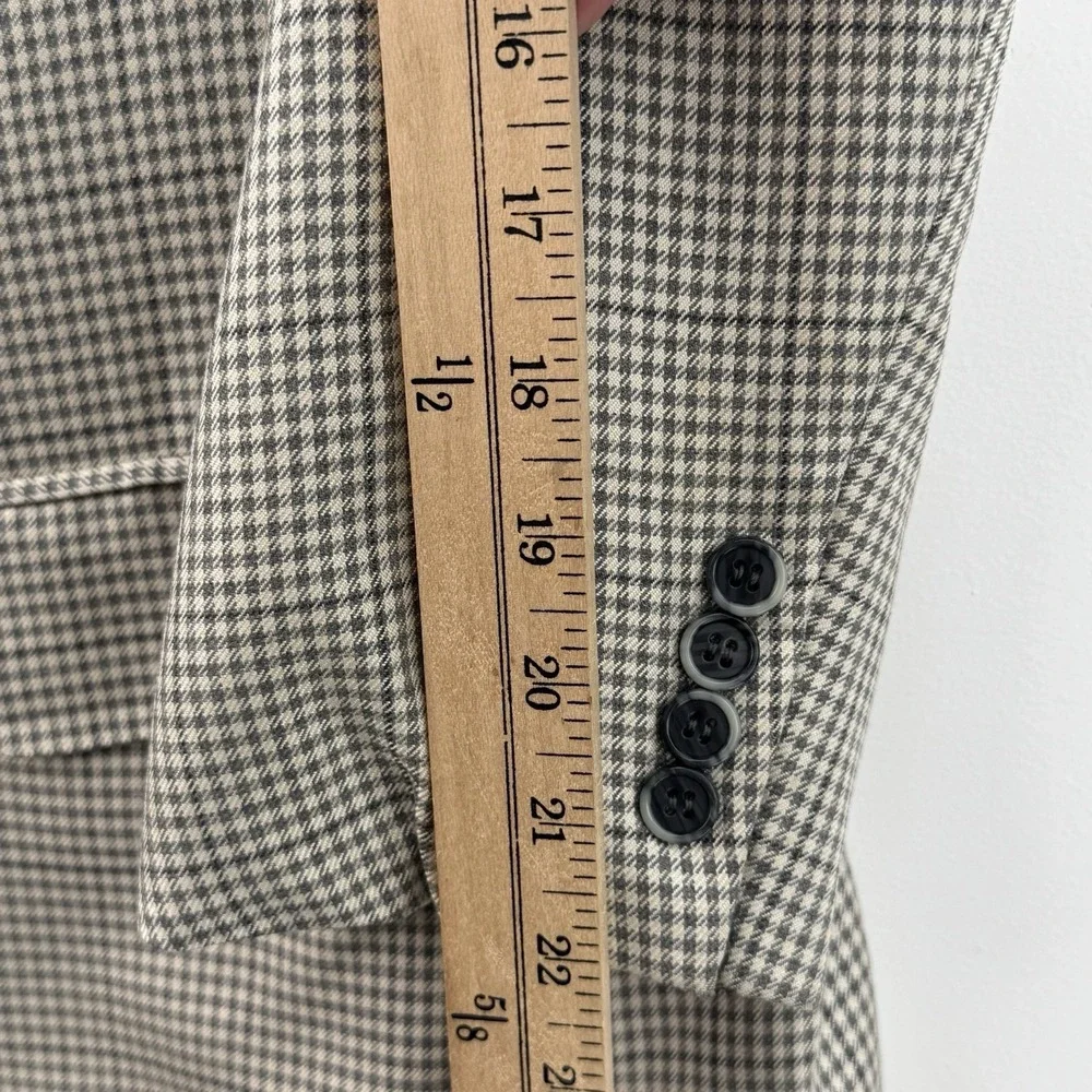 Brioni Roma Augusto Sport Coat Mens 44L Gray Houndstooth Wool Blazer Italy *FLAW